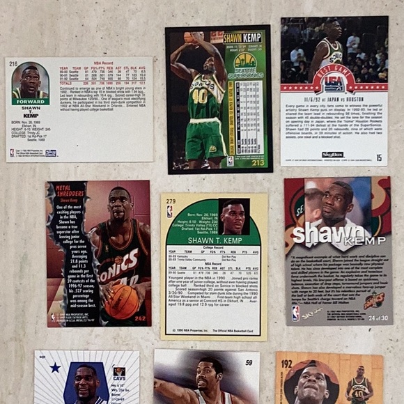 Shawn Kemp 1990 Basketball Cards Rookie NBA Hoops 279 Seattle Supersonics - Picture 10 of 16